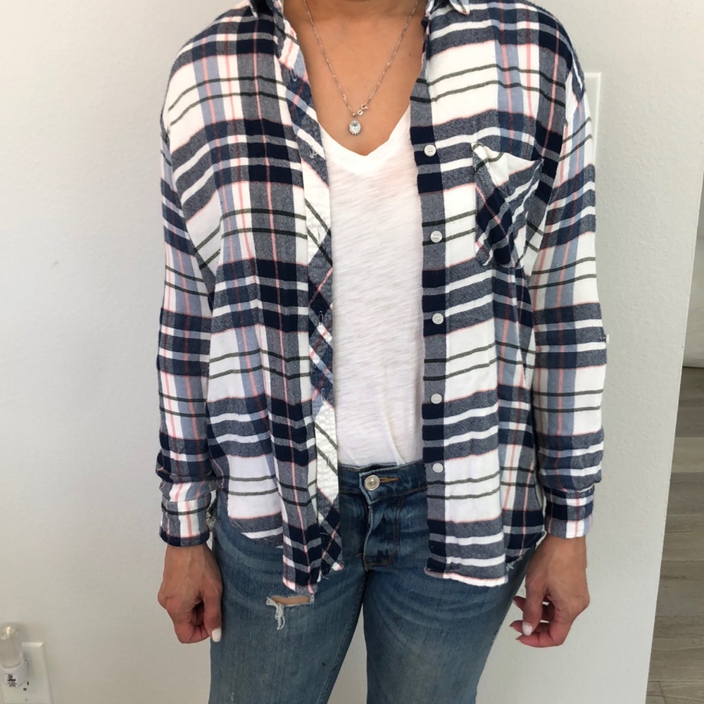 Pink, blue, white women’s flannel